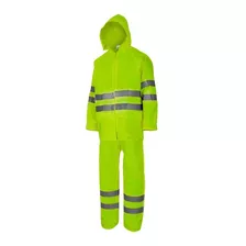 Traje Para La Lluvia Pvc Poly Amarillo Fluor Norma Vial 