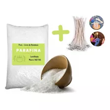 2kg Parafina Pura Lentilhada 140/145 + 50 Pavios Para Velas