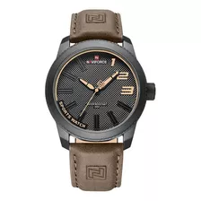 Reloj Naviforce Original Nf9202 Cuero Marròn Oscuro+ Estuche