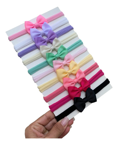 Kit 10 Laços De Cabelo Faixinha Bebê Meia Seda Maternidade Variadas