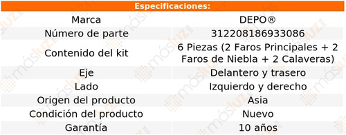 Paq Calaveras Y 4 Faros P/ Renault Trafic 2007/2014 Depo Foto 5