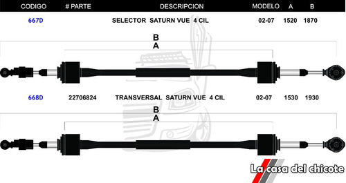 Chicote Selector De Velocidades Juego Saturn Vue 4cil. 02-07 Foto 3