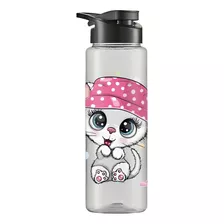 Garrafinha Agua Squeeze Gatinha Gliter 750 Ml Bpa Free