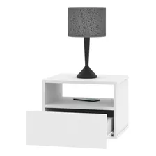 Mesa De Luz Flotante Mesita De Luz Moderna 1 Cajon Vintage Color Blanco