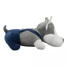 Cachorro Husky Pelucia Deitado 60cm Azul/abóboda