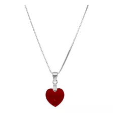 Colgante De Plata Ley 925, Corazón Rojo Cristal Swarovski