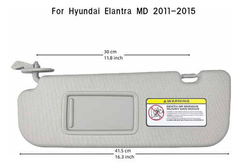 Visera Solar Izquierda Gris Para Hyundai Elantra 2011-2015 Foto 2