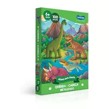 Quebra Cabeça Puzzle Reino Dos Dinos 100 Peças Toyster