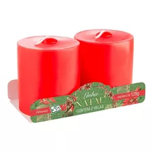 2 Velas Fina Decorativas Vermelhas Alta Duração Festas Natal Cor Vermelho