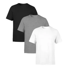 Kit 3 Camiseta Masculina Algodão Básica Camisa Atacado Lisa