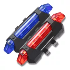 Kit 2 Luz Segurança Led Farol Bike Diant/ Azul Tras/vermelha