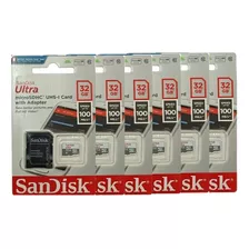 6 Micro Sd 32gb 100mb/s Sandisk Ótima Opção P/ Camêra Espiã