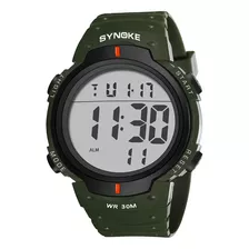 Reloj Digital Verde Militar Synoke. Cronómetro, Alarma, Luz