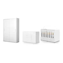 Quarto Completo Planet Baby Infantil Dominique Mdf Branco 