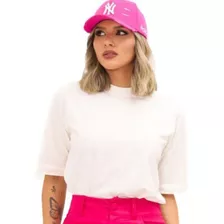 Blusa Moda Feminina T-shirt Básica Gola Alta Lisa