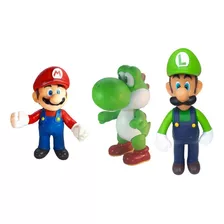Kit Bonecos Mario 22cm Yoshi 23cm E Luigi 26cm Articulados
