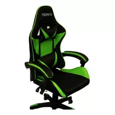 Cadeira Gamer Home Office Ergonômica - Tronyx Cor Preto/verde Material Do Estofamento Couro Sintético