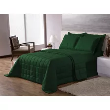 Colcha Cobre Leito Basic Queen 3 Peças Verde Floresta Escuro Cor Verde-floresta