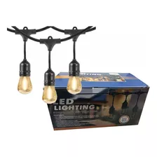 Guirnalda Terraza Patio E27 20 Ampolletas Led Luz Calida Incluidas 10 Metros 