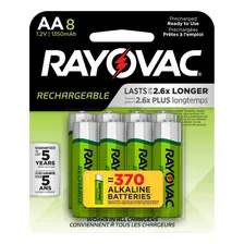 Rayovac Baterias Aa, Bateria Doble A Recargable, 8 Unidades