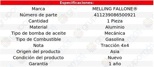 1 Bomba Aceite Kingcab 4 Cil 2.2l 86 Al 87 Melling Fallone Foto 2