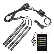 4 Luces Led Rgb Interior Carro 12v Control Audioritmico 23cm