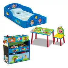 Set 4 Pzas Cama Infantil Juguetero Mesa Cocomelon Delta