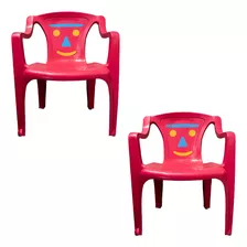 2 Cadeira Cadeirinha Infantil Criança Plastica Rosa Forte