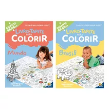 2 Livros Para Colorir Infantil Tapete Gigante 98x68cm