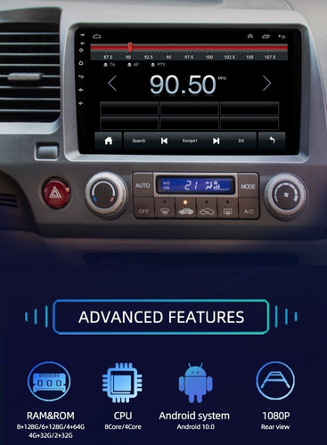 Coche Estreo Android Para Honda Civic 2007-2011 Carplay Bt Foto 4