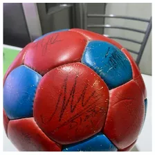 Pelota Cuero Firmada Jugadores Barcelona Con Maradona 1982.