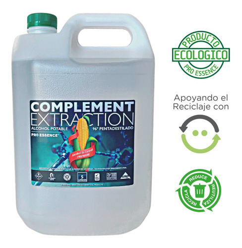 Alcohol De Maiz 96° Para Extracciones Complement 5 Litros 