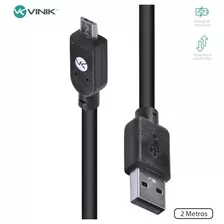 Cabo Usb X Micro Usb B 2.0 2 Metros Preto - Musb-2 - Vinik