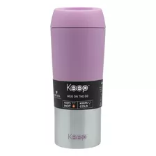 Vaso Mug On The Go Keep Térmico Anti Derrame 400 Ml Color Violeta