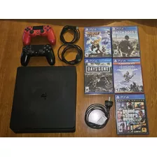 Sony Playstation 4 Slim 1tb Con 2 Controles + 5 Juegos