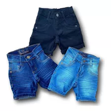 Kit 3 Bermuda Jeans Infantil Masculina 1 A 8 Anos