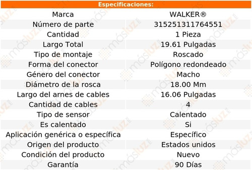 Sensor O2 Ox Volkswagen Rabbit 5 Cil 2.5l 06/09 Walker Foto 6