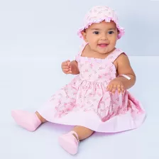 Roupa Bebê Menina Vestido Para Bebe C/ Tiara Luxo Festa