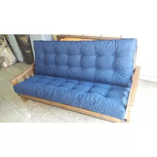 Futon 3 Cuerpos Guatambu + Colchon Dividido Chenille Y Copos