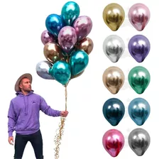 25 Balões Bexigas Metalizadas Cromadas Nº9 Várias Cores