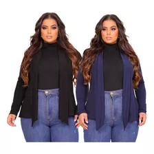 Kit 2 Cardigan Plus Size Feminino Blusa Manga Longa Promoção