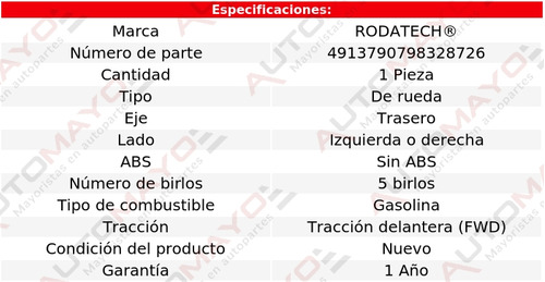 1 - Maza De Rueda Tras Rodatech Cutlass Ciera V6 3.0l 84-85 Foto 3