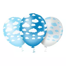Balão - Bexiga Nuvem Azul Sortido - 25 Unidades Cor 3 Cores