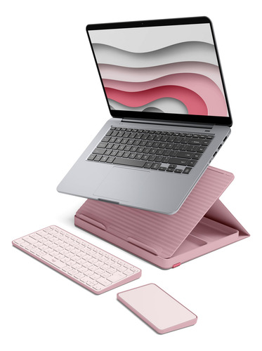 Combo Soporte Notebook + Teclado Logitech Casa Pop Rosa