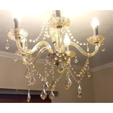 Lustre Cristal K9 Candelabro Maria Tereza 5 Braço Champanhe 