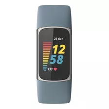 Smartband Fitbit Charge 5 Caja De Aluminio Anodizado Y Acero Inoxidable Quirúrgico Azul Acero, Malla Platino De Silicona Fb421