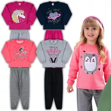 Kit 4 Conjunto Moletom Menina Inverno Roupa Infantil Atacado