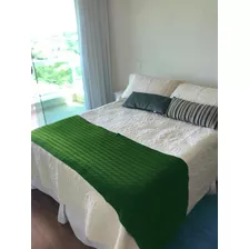 Peseira De Lã Cama Casal Padrão 180x60 Cm! Rápido Cor Verde-musgo Desenho Trança