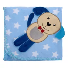 Cobertor Estampado Menino Baby Joy Cachorro Azul Para Berço