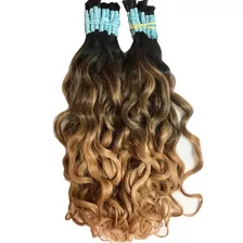 Cabelo Mega Hair Ondulado Morena Iluminada 60/65cm -100gr